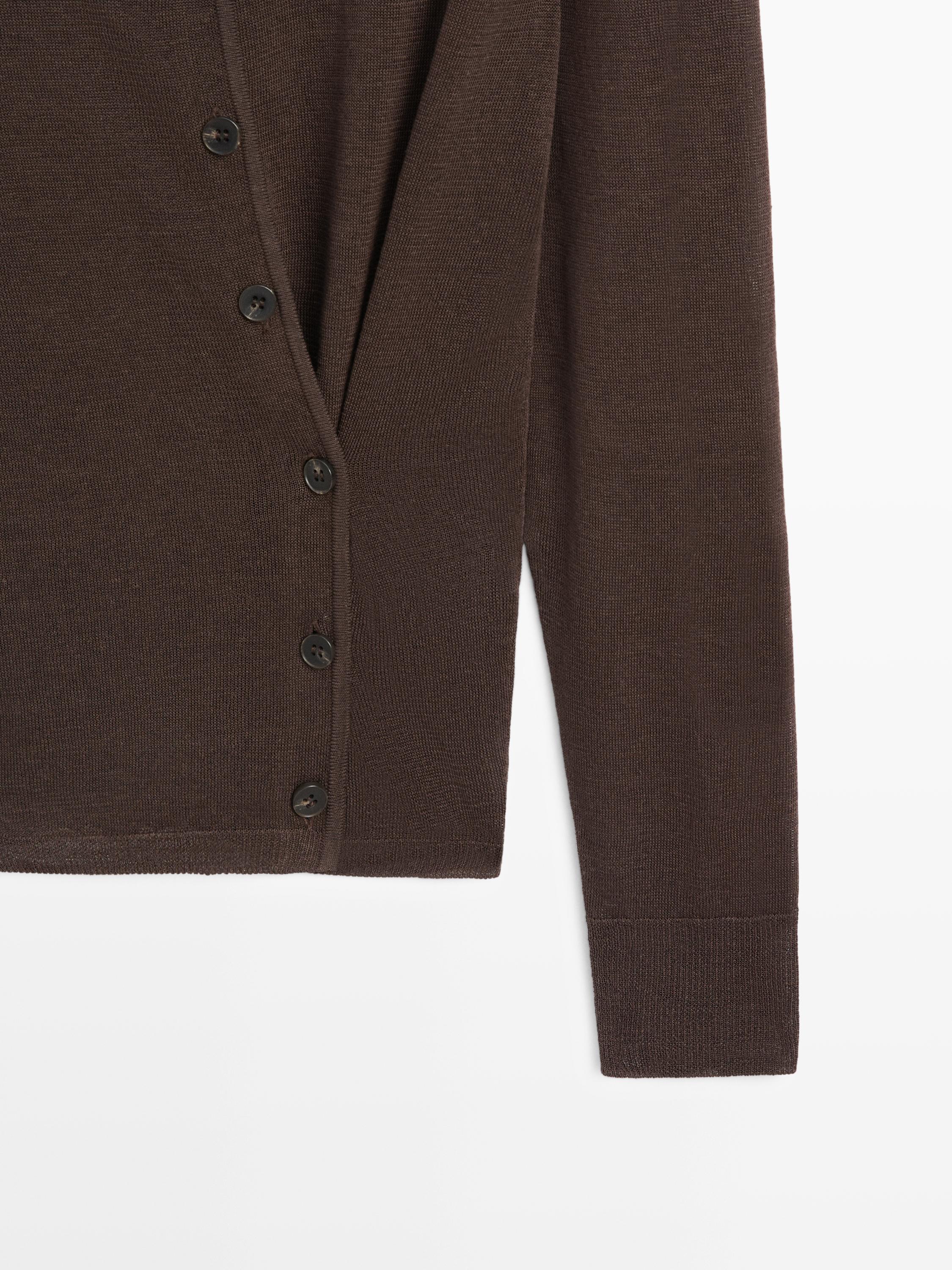 Linen blend cardigan with button detail